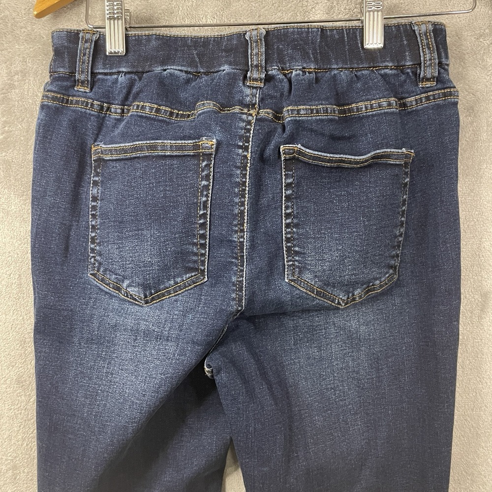 D & Co Women's 6 Denim Blue Jeans with Floral Cuff Stretch - Picture 4 of 8